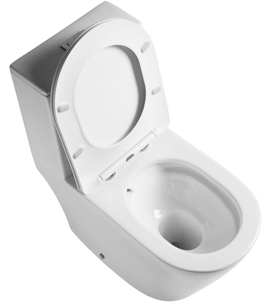 CERANO - WC kombi Marmo, Double Vortex + Slim/UF sedátko - spodný/zadný odpad - biela lesklá - 70x36 cm