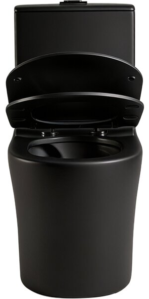 CERANO - WC kombi Marmo, Double Vortex + Slim / UF sedátko - spodný / zadný odpad - čierna matná - 70x36 cm