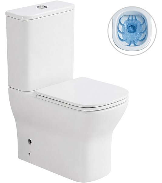 CERANO - WC kombi Hugo, Rimless + Slim/UF sedátko - spodný/zadný odpad - biela lesklá - 63,5x35,5 cm