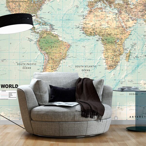 Samolepiaca tapeta podrobná mapa sveta - Beautiful World