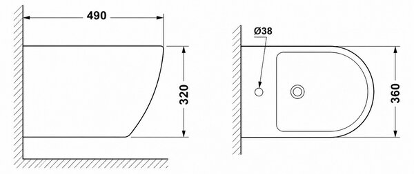 Erga Lily, závesný bidet 490x360x320 mm, biela lesklá, ERG-V03-LILY-BD-WH