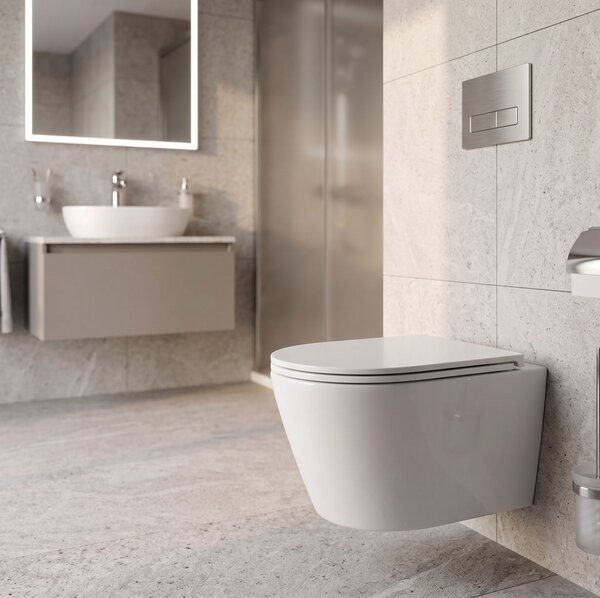 Erga Vento, závesná WC misa 490x365x365mm, Tornado 2 + toaletné sedadlo s pomalým zatváraním, biela, ERG-V03-VENTO-TO2-WH