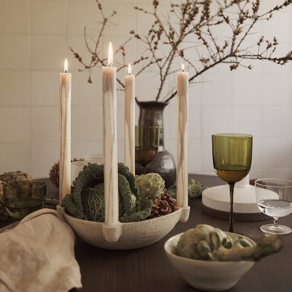 Vysoká sviečka Dryp Warm Grey – set 2 ks