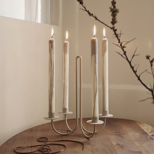 Vysoká sviečka Dryp Warm Grey – set 2 ks