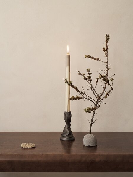 Vysoká sviečka Dryp Warm Grey – set 2 ks