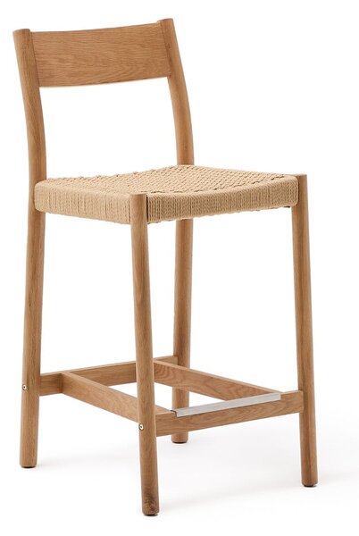 Barová stolička z dubového dreva v prírodnej farbe (výška sedadla 65 cm) Yalia – Kave Home