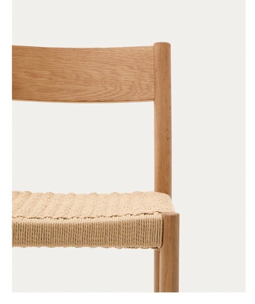 Barová stolička z dubového dreva v prírodnej farbe (výška sedadla 65 cm) Yalia – Kave Home