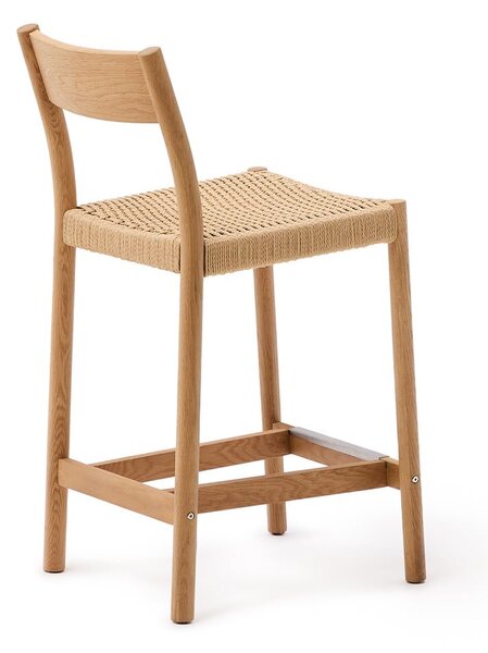 Barová stolička z dubového dreva v prírodnej farbe (výška sedadla 65 cm) Yalia – Kave Home