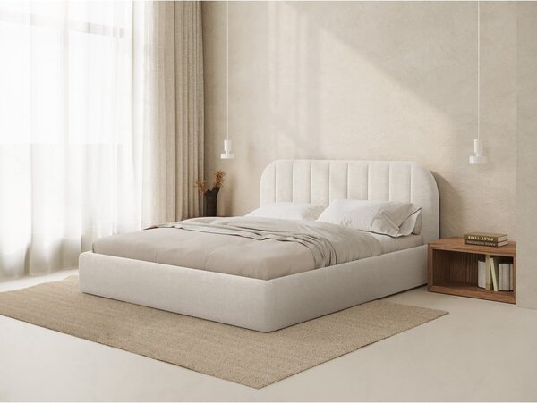 Slonovinová čalúnená dvojlôžková posteľ s úložným priestorom s roštom 140x200 cm Juno – Windsor & Co Sofas
