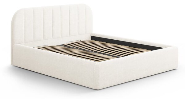 Slonovinová čalúnená dvojlôžková posteľ s úložným priestorom s roštom 140x200 cm Juno – Windsor & Co Sofas