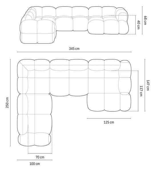 Svetlomodrá rohová pohovka (ľavý roh/do tvaru "U") Loretto – Cosmopolitan Design