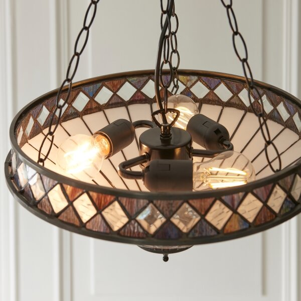 Endon 111870 - Luster na reťazi Tiffany FARGO 3xE27/10W/230V priemer 41,5 cm