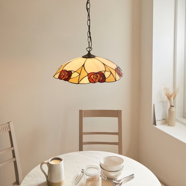 Endon 112197 - Luster na reťazi Tiffany INGRAM 1xE27/60W/230V pr. 45 cm