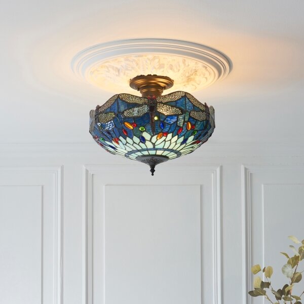 Endon 111897 - Prisadený luster Tiffany DRAGONFLY 3xE27/10W/230V, priemer 41 cm