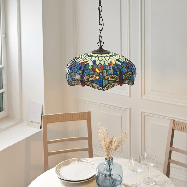 Endon 112195 - Luster na reťazi Tiffany DRAGONFLY 1xE27/60W/230V pr. 41 cm