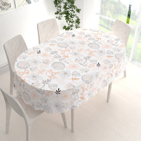 Biante Bavlnený oválny obrus Sandra SA-526 Hnedé vlčie maky na bielom 50x100 cm