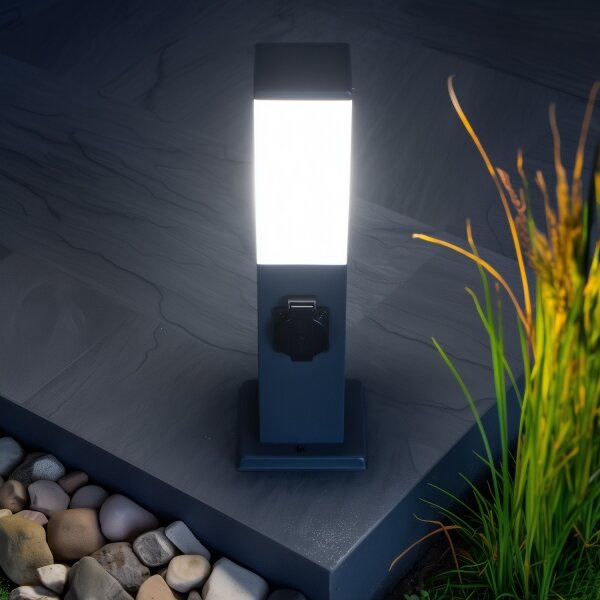Brilagi - Vonkajšia lampa s 2 zásuvkami SCHUKO NOVA 1xE27/15W/230V 40 cm IP44 antracit