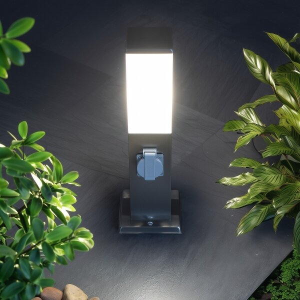 Brilagi - Vonkajšia lampa s 2 zásuvkami SCHUKO NOVA 1xE27/15W/230V 40 cm IP44 chróm