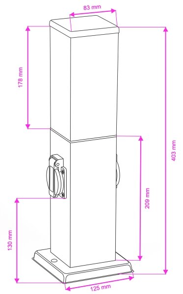 Brilagi - Vonkajšia lampa s 2 zásuvkami SCHUKO NOVA 1xE27/15W/230V 40 cm IP44 chróm