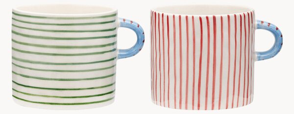 Ručne maľované XL hrnčeky Stripe Affair, 2 ks