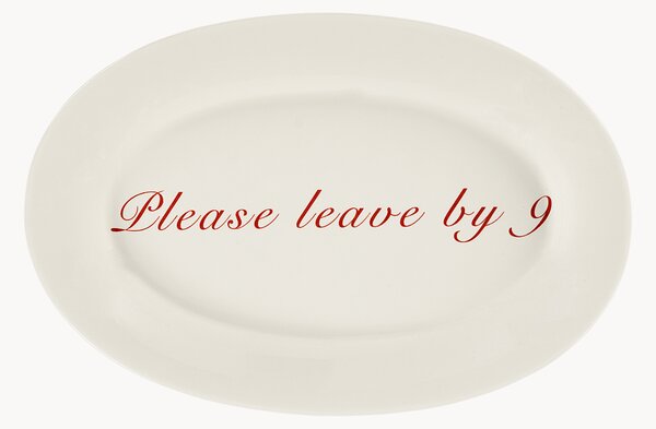 Ručne vyrobený servírovací podnos Please Leave By 9