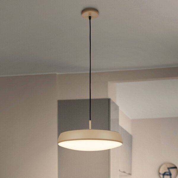 Briloner LED závesné svietidlo Nala, béžové, kov/plast, Ø 35 cm, Krémová / jantárovo žltá, Obývacia izba / jedáleň, Plast, Moderný, Závesné svietidlo