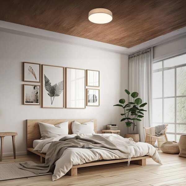 Briloner Stropné LED svetlo Duck, farba taupe, Ø 38 cm, textil, 3000 K, Krémová / jantárovo žltá, Obývacia izba / jedáleň, Textil / látka / hodváb, Škandinávsky, Závesné svietidlo