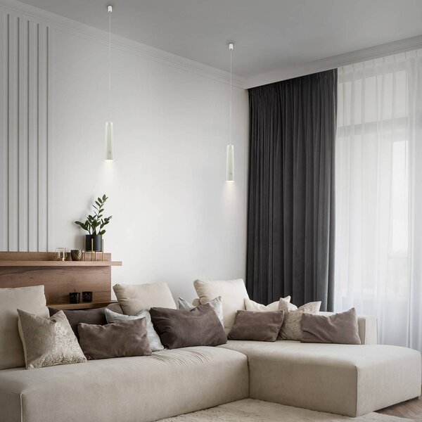 Briloner LED závesné svietidlo na batériu Hang, biele, plastové, stmievateľné, Biela / opálová, Obývacia izba / jedáleň, Plast, Moderný, Závesné svietidlo
