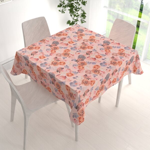 Biante Teflónový štvorcový obrus TF-062 Ruže na lososovo ružovom 40x40 cm