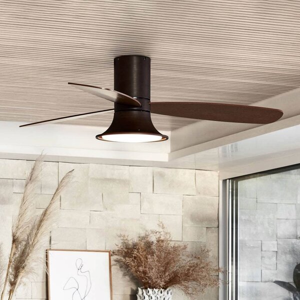 Stropný ventilátor Beacon so svetlom Flusso bronzovej farby tichý