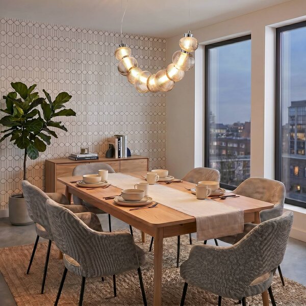 Milagro Lighting LED závesné svietidlo Bolla, chróm/dymovo sivá, sklo, dĺžka 79,5 cm, Chrómová / strieborná, Obývacia izba / jedáleň, Sklo, Moderný, Závesné svietidlo