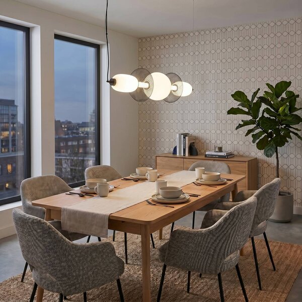 Milagro Lighting LED závesné svietidlo Arame, čierne/biele, sklo, dĺžka 93,5 cm, Čierna, Obývacia izba / jedáleň, Sklo, Moderný, Závesné svietidlo