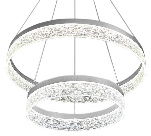 Milagro Lighting LED závesné svietidlo Gala, strieborné, kovové, Ø 60 cm, 4 000 K, Chrómová / strieborná, Obývacia izba / jedáleň, kov, Moderný, Závesné svietidlo