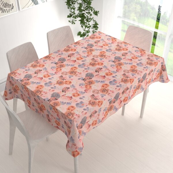 Biante Teflónový obdĺžnikový obrus TF-062 Ruže na lososovo ružovom 120x160 cm