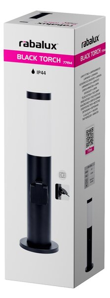 Rabalux BLACK TORCH záhradný stĺpik 77194, 1x zásuvka AC-230V
