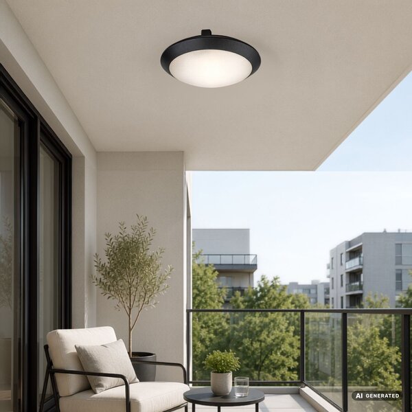 Rabalux WELRO vonkajšie stropné svietidlo 1xE27/9W/230V/IP65 pr. 30 cm čierna farba