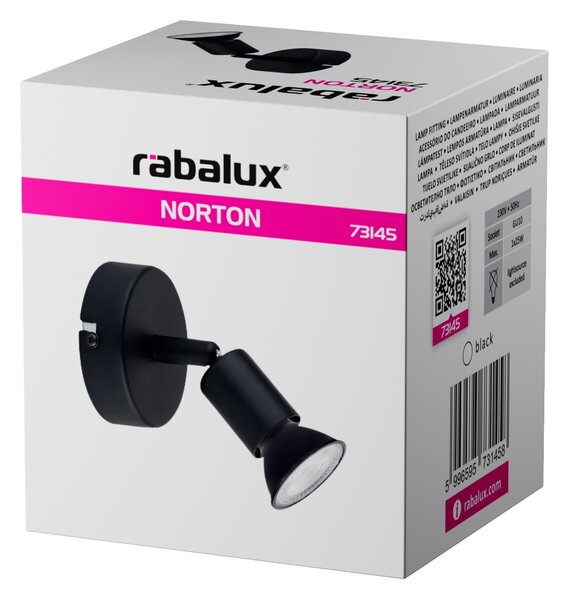Rabalux NORTON nástenné bodové svietidlo GU10/25W/230V, čierna farba