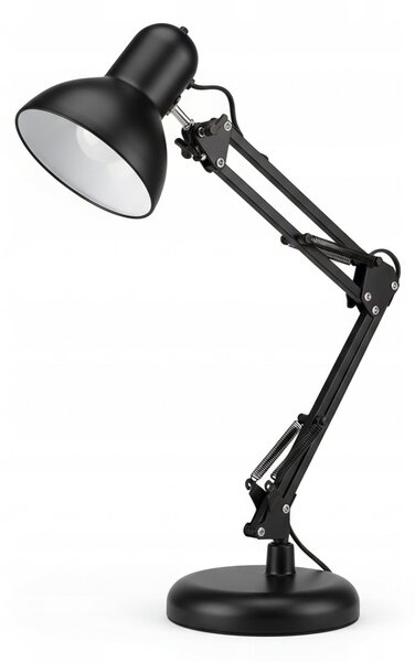 Smart LED Čierna kovová stolná lampa nastaviteľná s klipom 1xE27