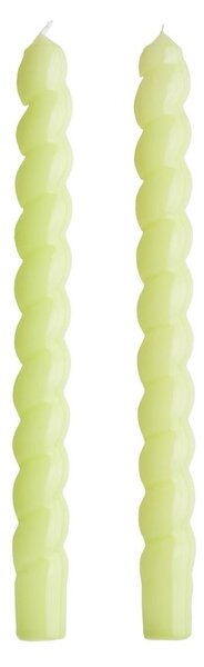TWISTED Sada lesklých sviečok 2 ks 25,5 cm - zelená