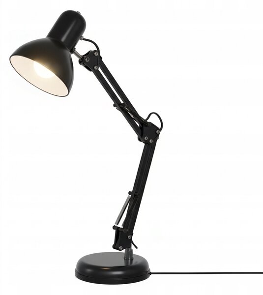 Smart LED Čierna kovová stolná lampa nastaviteľná s klipom 1xE27