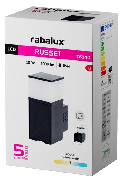 Rabalux RUSSET LED vonkajšie nástenné svietidlo 76340, 1x zásuvka AC-230V IP44