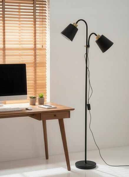 Smart LED ARGUS stojacia čierna lampa na čítanie nastaviteľná 2xE27