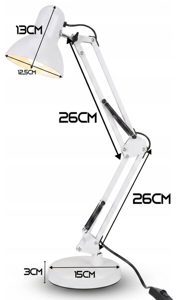 Smart LED Biela kovová stolná lampa nastaviteľná s klipom 1xE27