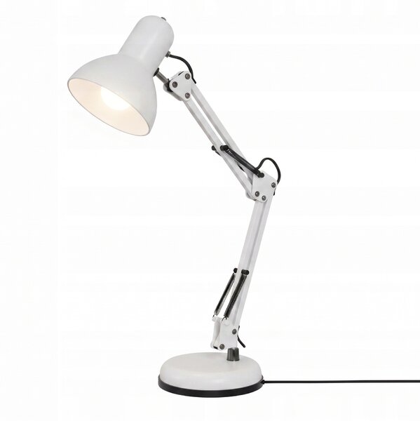 Smart LED Biela kovová stolná lampa nastaviteľná s klipom 1xE27