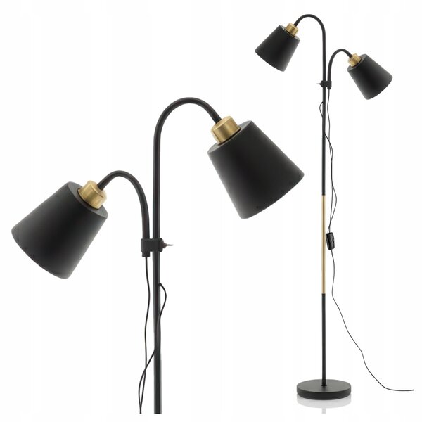 Smart LED ARGUS stojacia čierna lampa na čítanie nastaviteľná 2xE27