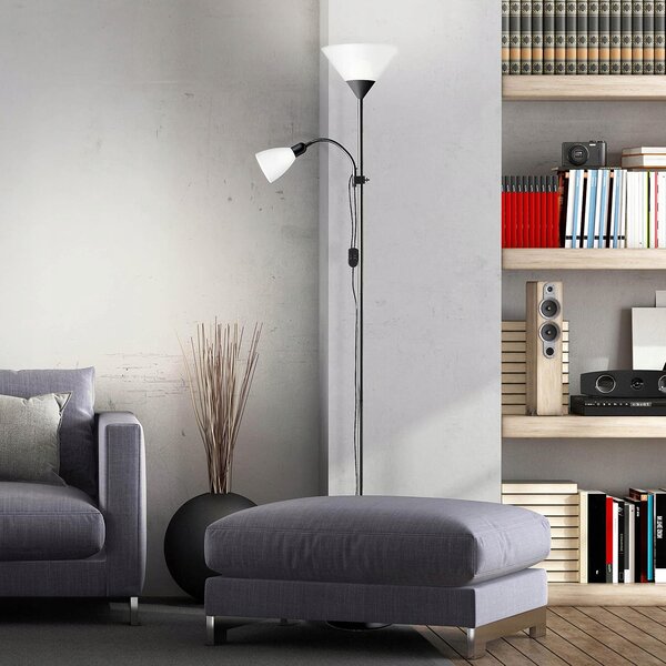 Smart LED AGNES stojaca čierna lampa na čítanie nastaviteľná 2xE27
