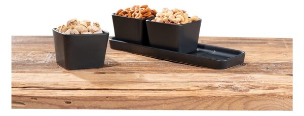 Matne čierne keramické servírovacie misy v súprave 3 ks Snack & Dip – Wenko