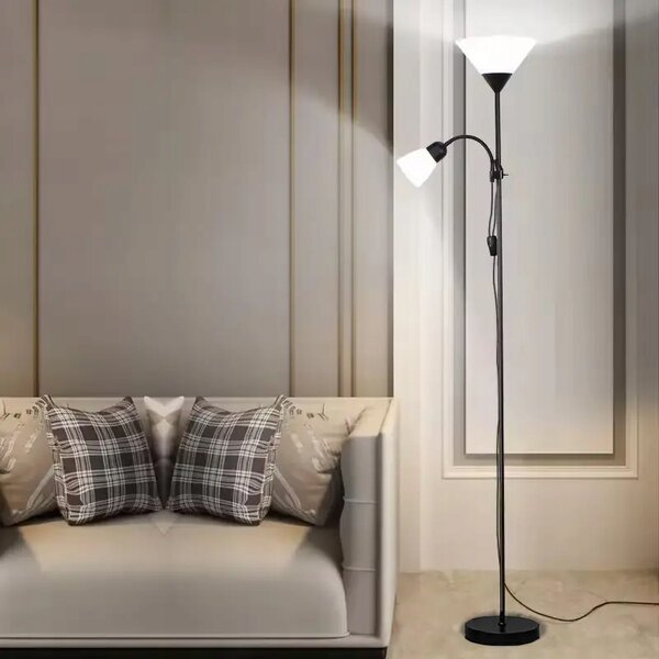 Smart LED AGNES stojaca čierna lampa na čítanie nastaviteľná 2xE27