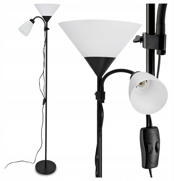 Smart LED AGNES stojaca čierna lampa na čítanie nastaviteľná 2xE27