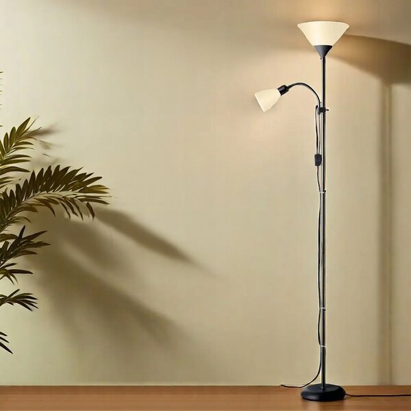 Smart LED AGNES stojaca čierna lampa na čítanie nastaviteľná 2xE27